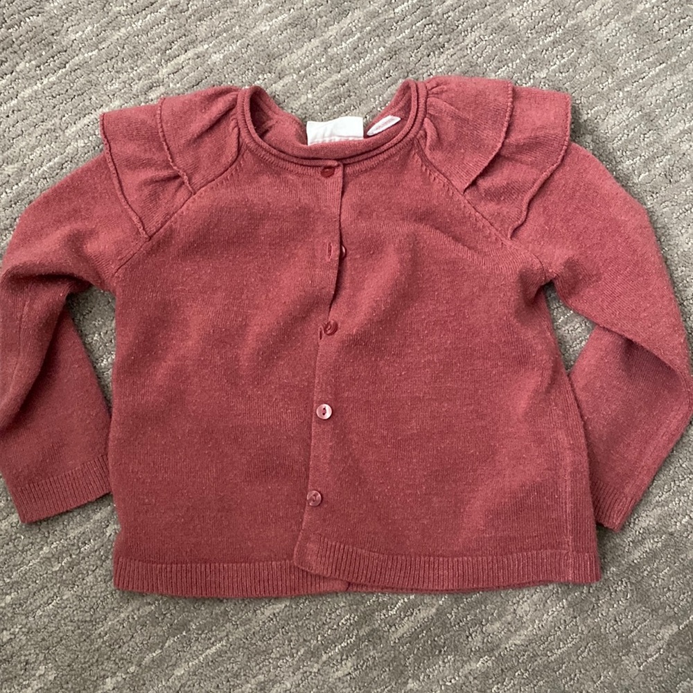 Zara button up ruffled cardigan